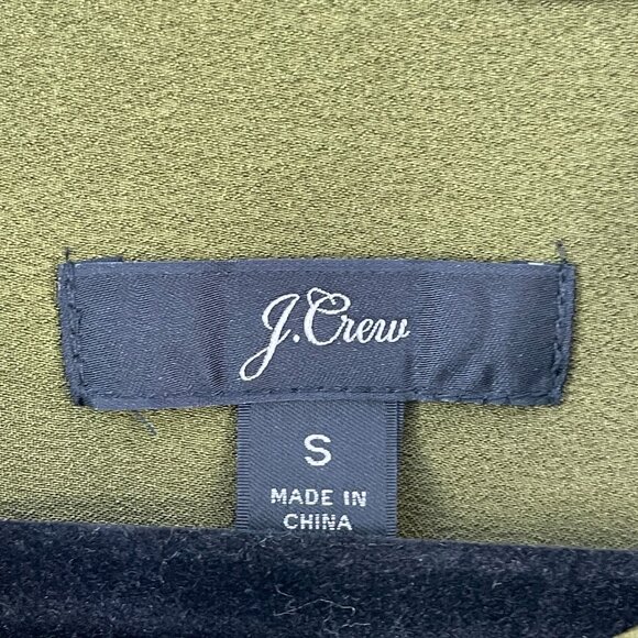 J Crew Womens Small Moss Green Blouse 3/4 Sleeve Shirt Top V Neck - Picture 4 of 12